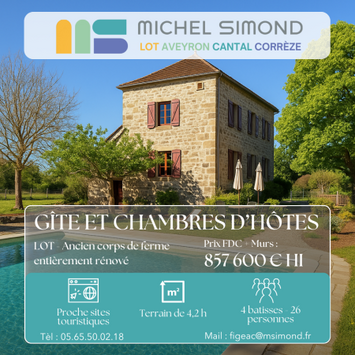 Vente - Hôtel - Gîte - Service à la personne - Chocolaterie Chocolatier - Lot (46)