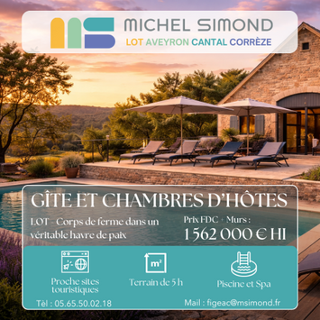 Vente - Hôtel - Gîte - Chocolaterie Chocolatier - Lot (46)