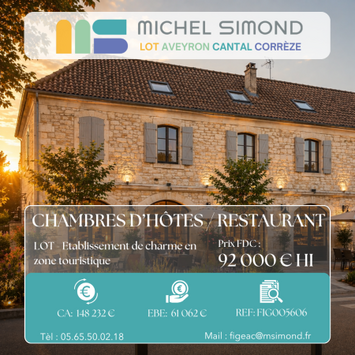 Vente - Hôtel - Restaurant - Licence IV - Chocolaterie Chocolatier - Lot (46)