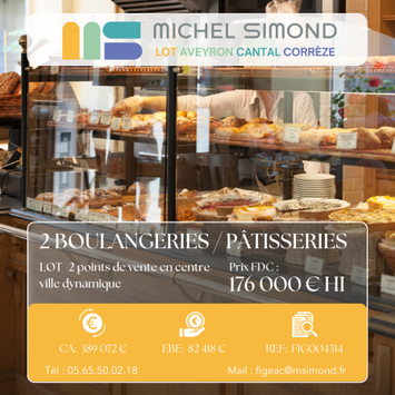 Vente - Boulangerie - Pâtisserie - Traiteur - Lot (46)