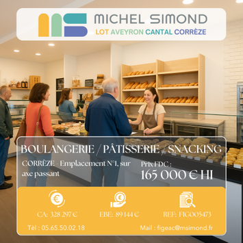 Vente - Boulangerie - Pâtisserie - Traiteur - Terminal de cuisson - Corrèze (19)