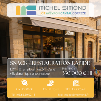 Vente - Restaurant rapide - Snack - Vente à emporter - Lot (46)