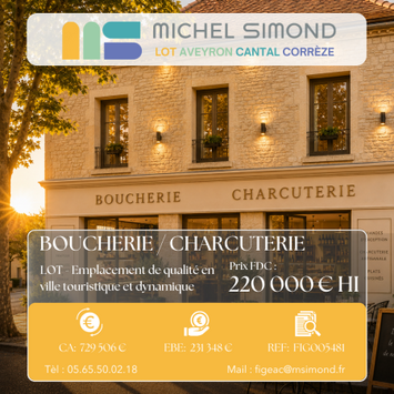 Vente - Boucherie - Charcuterie - Boulangerie - Pâtisserie - Traiteur - Lot (46)