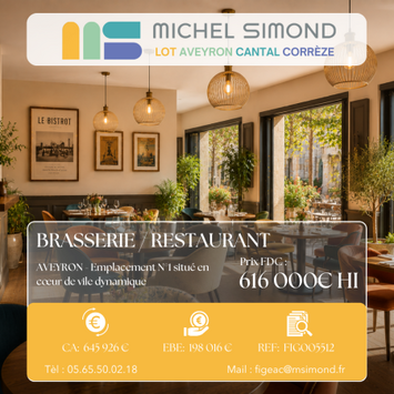 Vente - Bar - Brasserie - Restaurant - Licence IV - Aveyron (12)