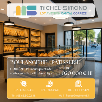 Vente - Restaurant rapide - Boulangerie - Pâtisserie - Snack - Traiteur - Corrèze (19)