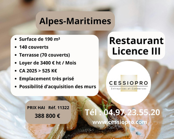 Vente - Restaurant - Licence III - Montauroux (83440)