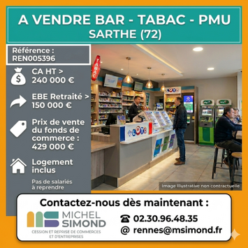 Vente - Bar - Brasserie - Tabac - Loto - PMU - Sarthe (72)-photo-1