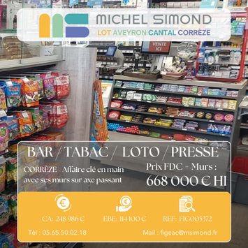 Vente - Bar - Brasserie - Tabac - Loto - Presse - Corrèze (19)
