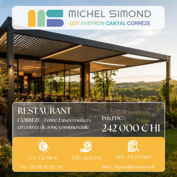 Vente - Restaurant - Corrèze (19)