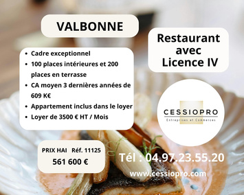 Vente - Restaurant - Licence IV - Valbonne (06560)