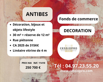 Vente - Cadeaux souvenirs - Décoration - Antibes (06600)