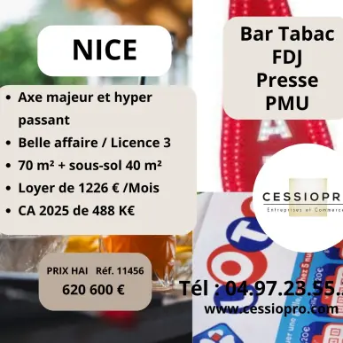 Vente - Bar - Tabac - FDJ - Loto - PMU - Presse - Nice (06100)-photo-1