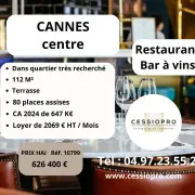 Vente - Bar - Restaurant - Cave à vins - Vins et spiritueux - Cannes (06400)