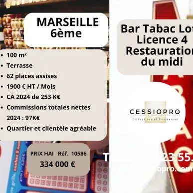 Vente - Bar - Restaurant - Tabac - Loto - Marseille 6ème (13006)-photo-1