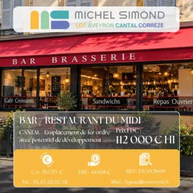 Vente - Bar - Restaurant - Restaurant du midi - Licence IV - Cantal (15)-photo-1