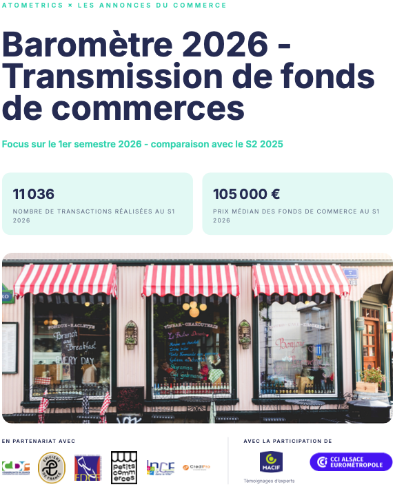 Baromètre 2026 transmission de fonds de commerce